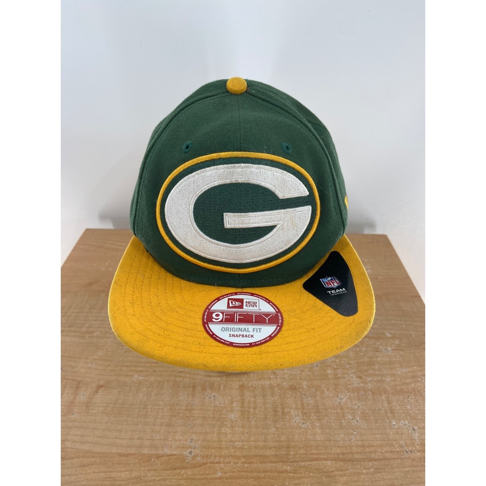 New Era 9FIFTY Green Bay Packers NFL Snapback Hat Green Gold Flat Bill Cap Mens